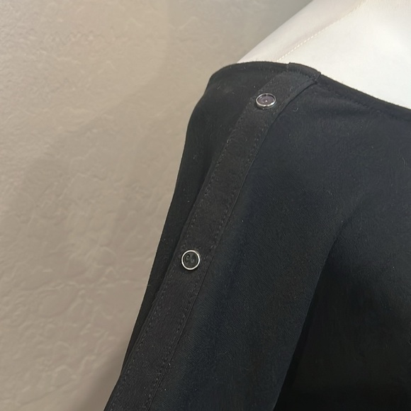 WHBM Black 3/4 Sleeve Embellished Soft Stretch Knit Reversible Pullover Top - M - Picture 3 of 12